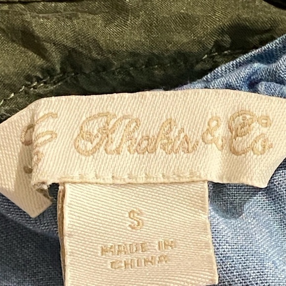 Khakis & Co Chambray Boatneck Crochet Trimmed Bell Sleeve Top - Picture 6 of 8